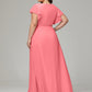 V-neck & Ruffled Sleeves Chiffon Bridesmaid Dress Plus Size