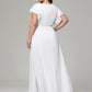 V-neck & Ruffled Sleeves Chiffon Bridesmaid Dress Plus Size