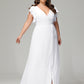 V-neck & Ruffled Sleeves Chiffon Bridesmaid Dress Plus Size