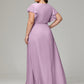 V-neck & Ruffled Sleeves Chiffon Bridesmaid Dress Plus Size