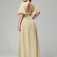 V-Neck Short Sleeves Plus Size Chiffon Bridesmaid Dresses