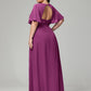 V-Neck Short Sleeves Plus Size Chiffon Bridesmaid Dresses