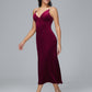 V Neck Spaghetti Straps Plus Size Velvet Bridesmaid Dress