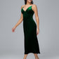 V Neck Spaghetti Straps Plus Size Velvet Bridesmaid Dress