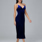 V Neck Spaghetti Straps Plus Size Velvet Bridesmaid Dress