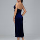 V Neck Spaghetti Straps Plus Size Velvet Bridesmaid Dress