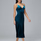 V Neck Spaghetti Straps Plus Size Velvet Bridesmaid Dress