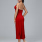 V Neck Spaghetti Straps Plus Size Velvet Bridesmaid Dress