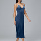 V Neck Spaghetti Straps Plus Size Velvet Bridesmaid Dress