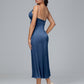 V Neck Spaghetti Straps Plus Size Velvet Bridesmaid Dress