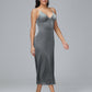 V Neck Spaghetti Straps Plus Size Velvet Bridesmaid Dress