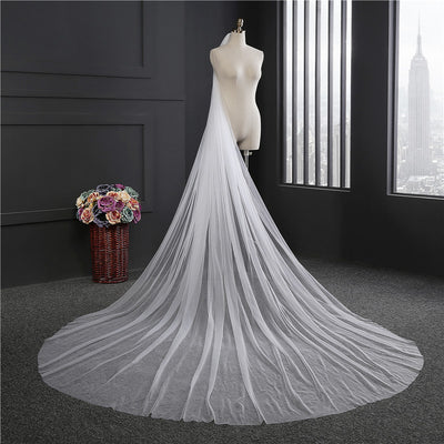 Wedding Veil One-Tier Tulle Cut Edge Cathedral Veils TS91041