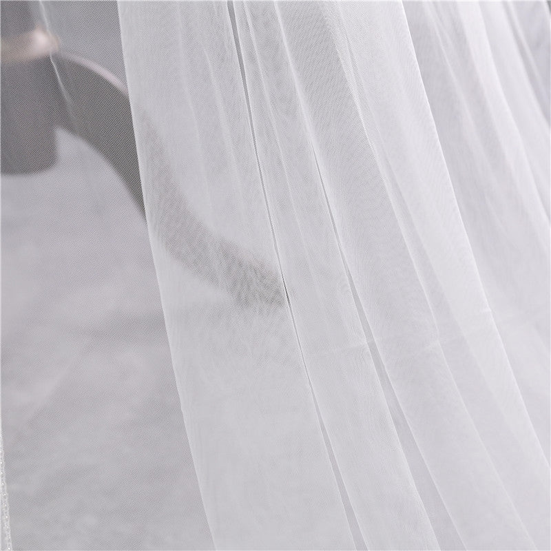 Wedding Veil One-Tier Tulle Beading Edge Chapel Veils TS91011