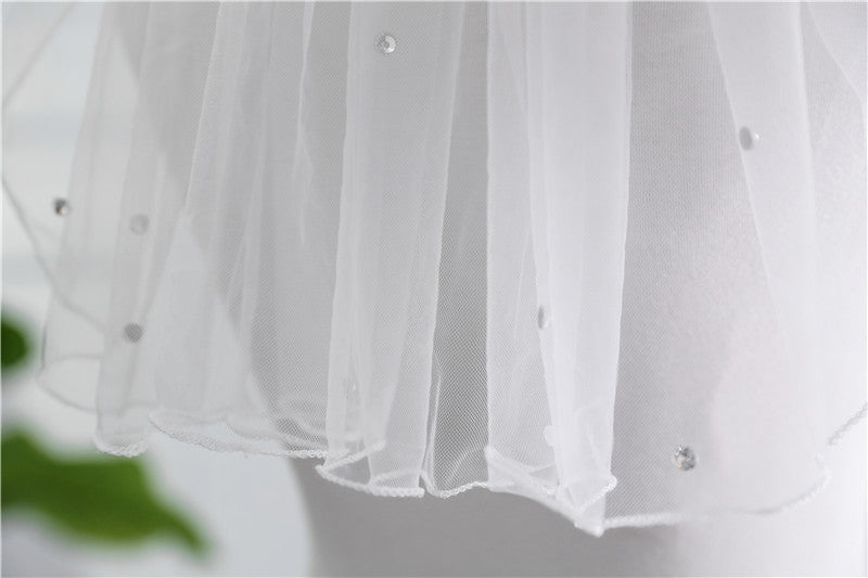 Wedding Veil One-Tier Tulle Pencil Edge Shoulder Veils Sequins TS91005