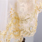 Wedding Veil Two-Tier Tulle Lace Edge Cathedral Veils Golden Appliques TS91023