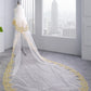 Wedding Veil Two-Tier Tulle Lace Edge Cathedral Veils Golden Appliques TS91023