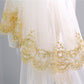 Wedding Veil Two-Tier Tulle Lace Edge Cathedral Veils Golden Appliques TS91023