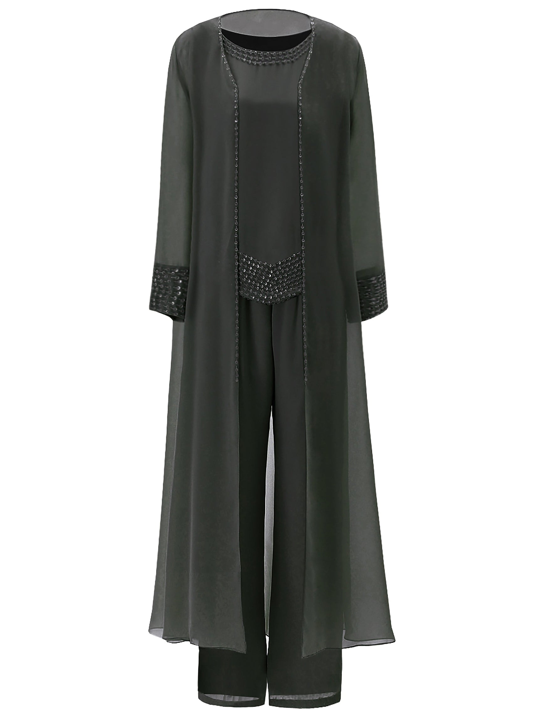 Cicinia 3 Pieces Olive Green Mother Of The Bride Pant Suits With Jacket Plus Size Chiffon