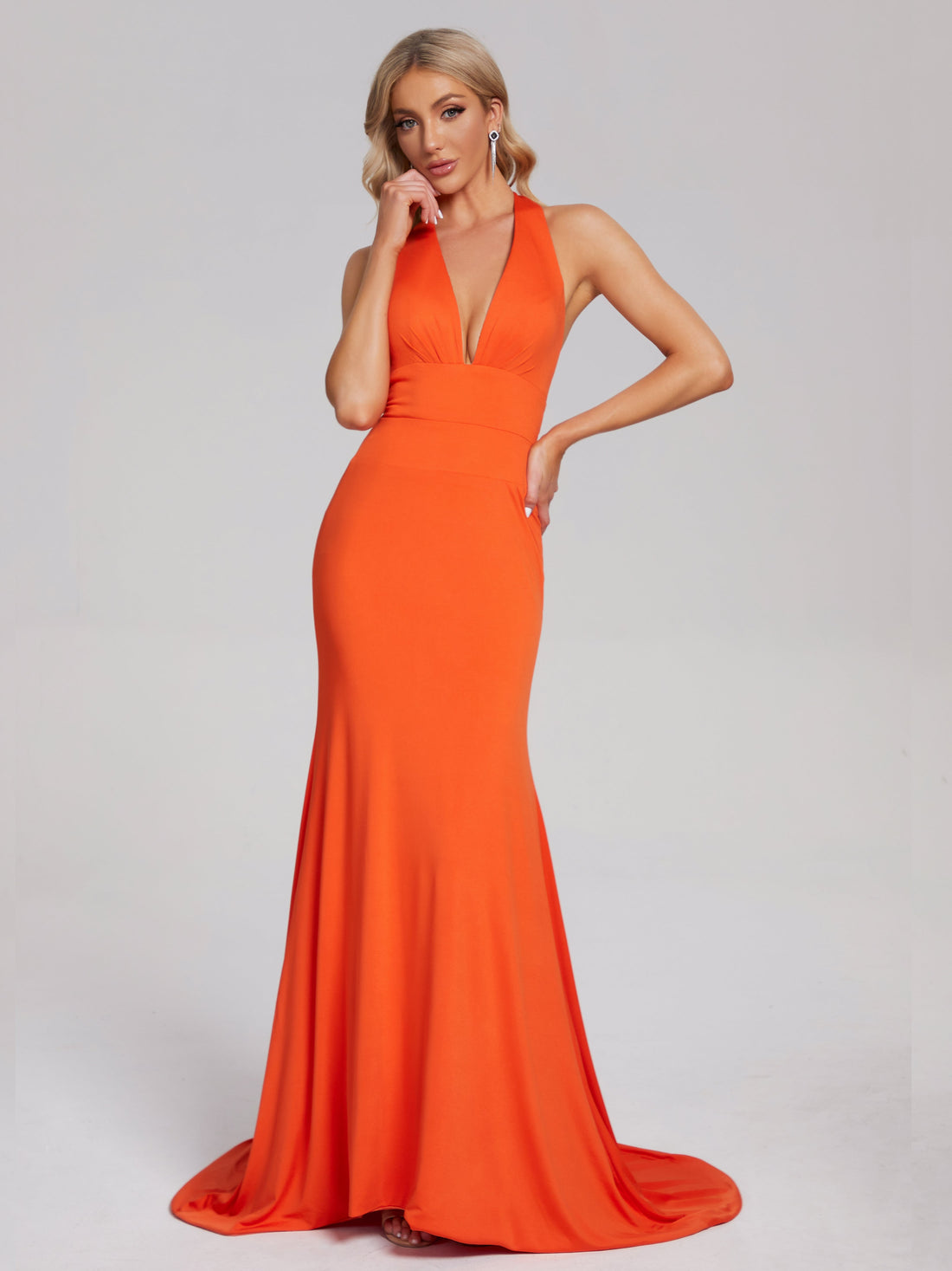 Halter Vneck Mermaid Spandex Prom Dress