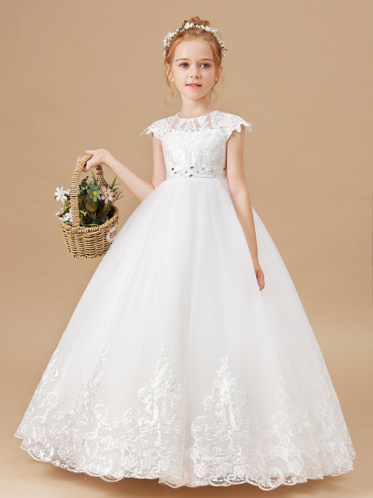 cuteheads Little Girl's Scalloped Lace Flower Girl Dress