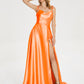 Spaghetti Straps Soft Satin Prom Dress with Slit