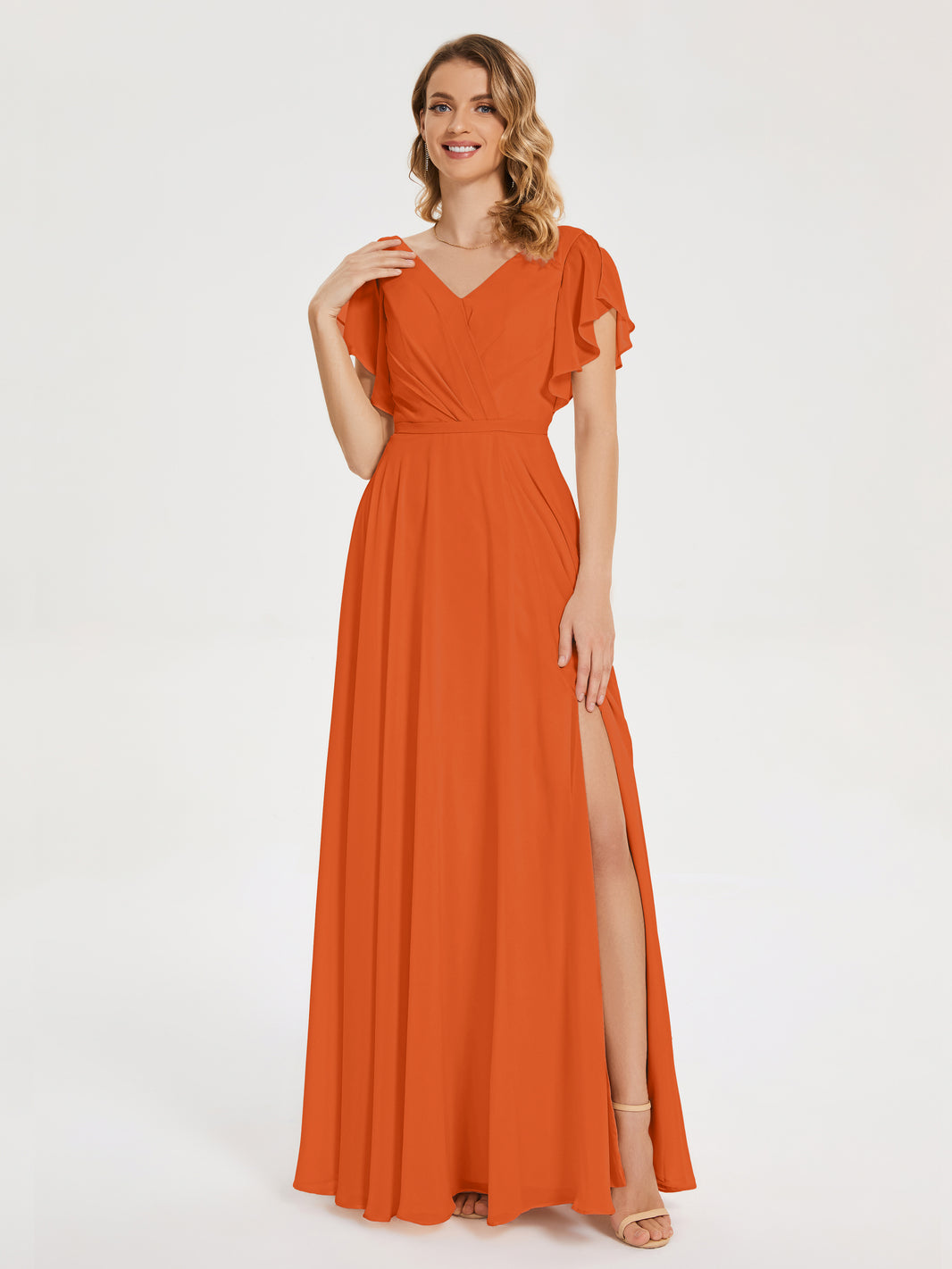 Chic Burnt Orange Bridesmaid Dresses Stylish Wedding Ensemble