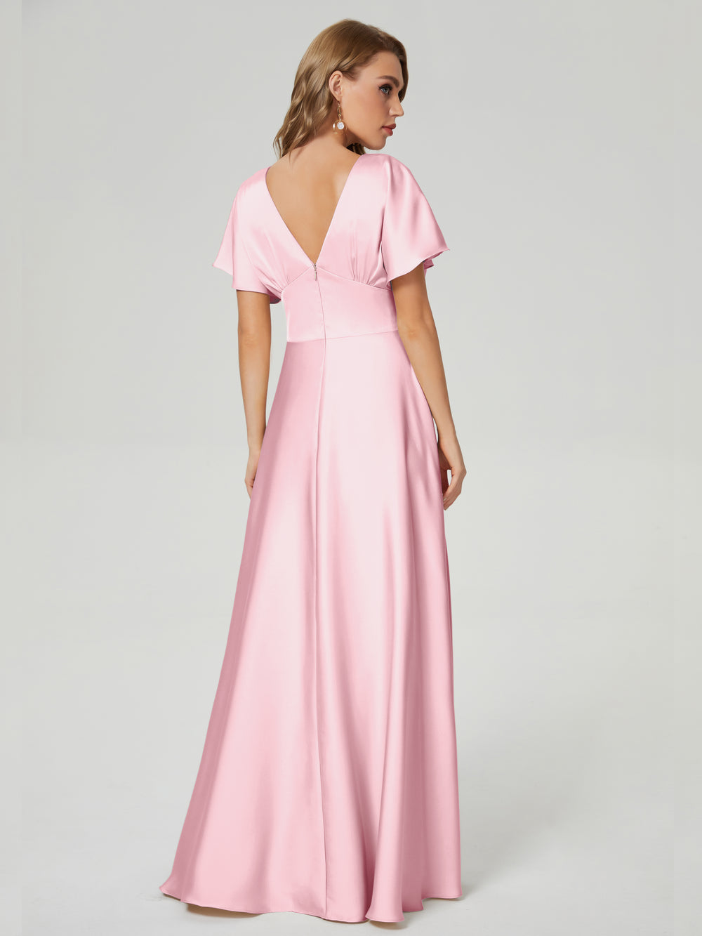 acelimosf™-Bridesmaid dress satin pink sister dress bridesmaid group dress
