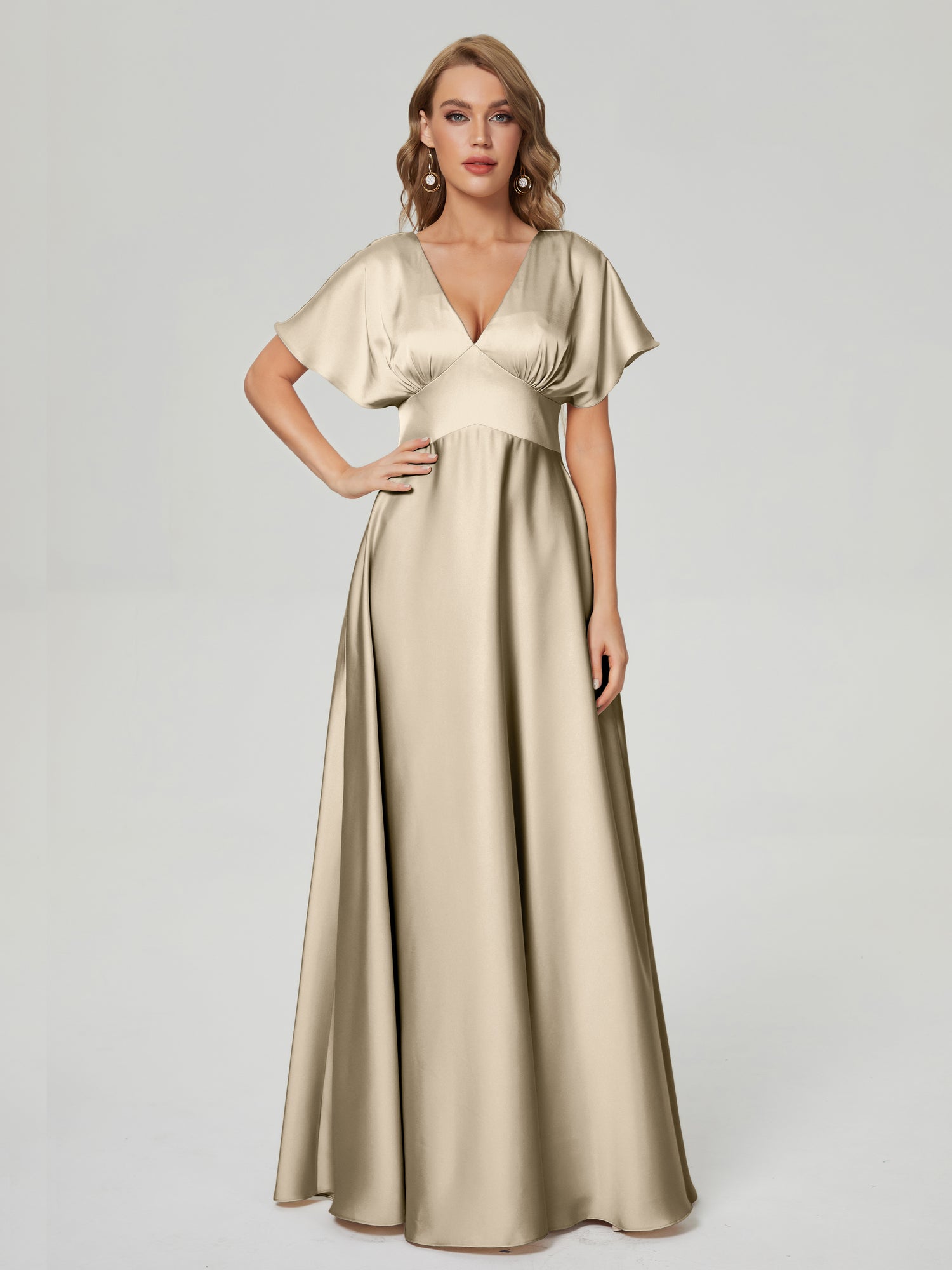 Lara Ellen Geometric Beaded Short Sleeve Gown | David's Bridal