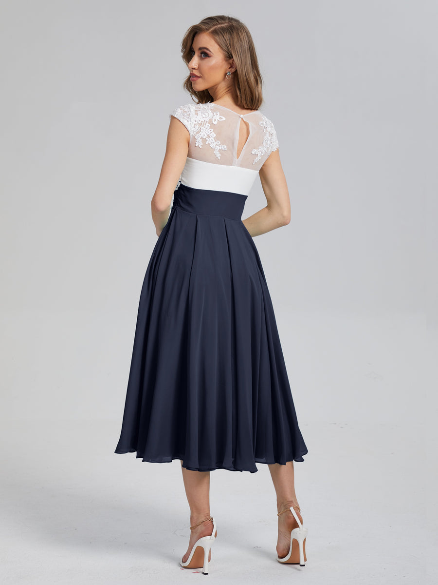 Cicinia Dark Navy Mother Of The Bride Dress With Sleeves Plus Size Long Stretch Fabric Sheath V-neck Slit main image 1