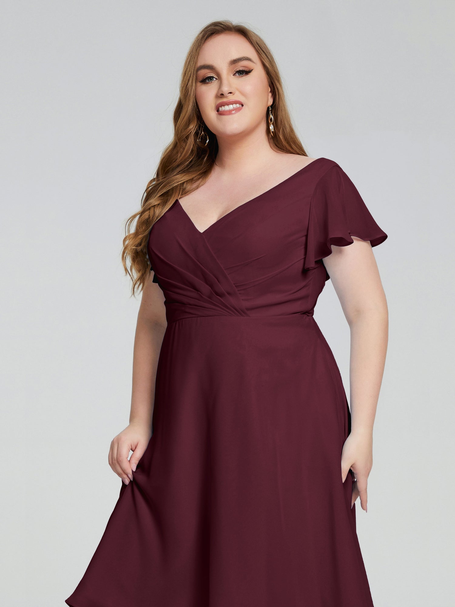 66 Colors Adorable V Neck Ruffles Bridesmaid Dresses Cicinia