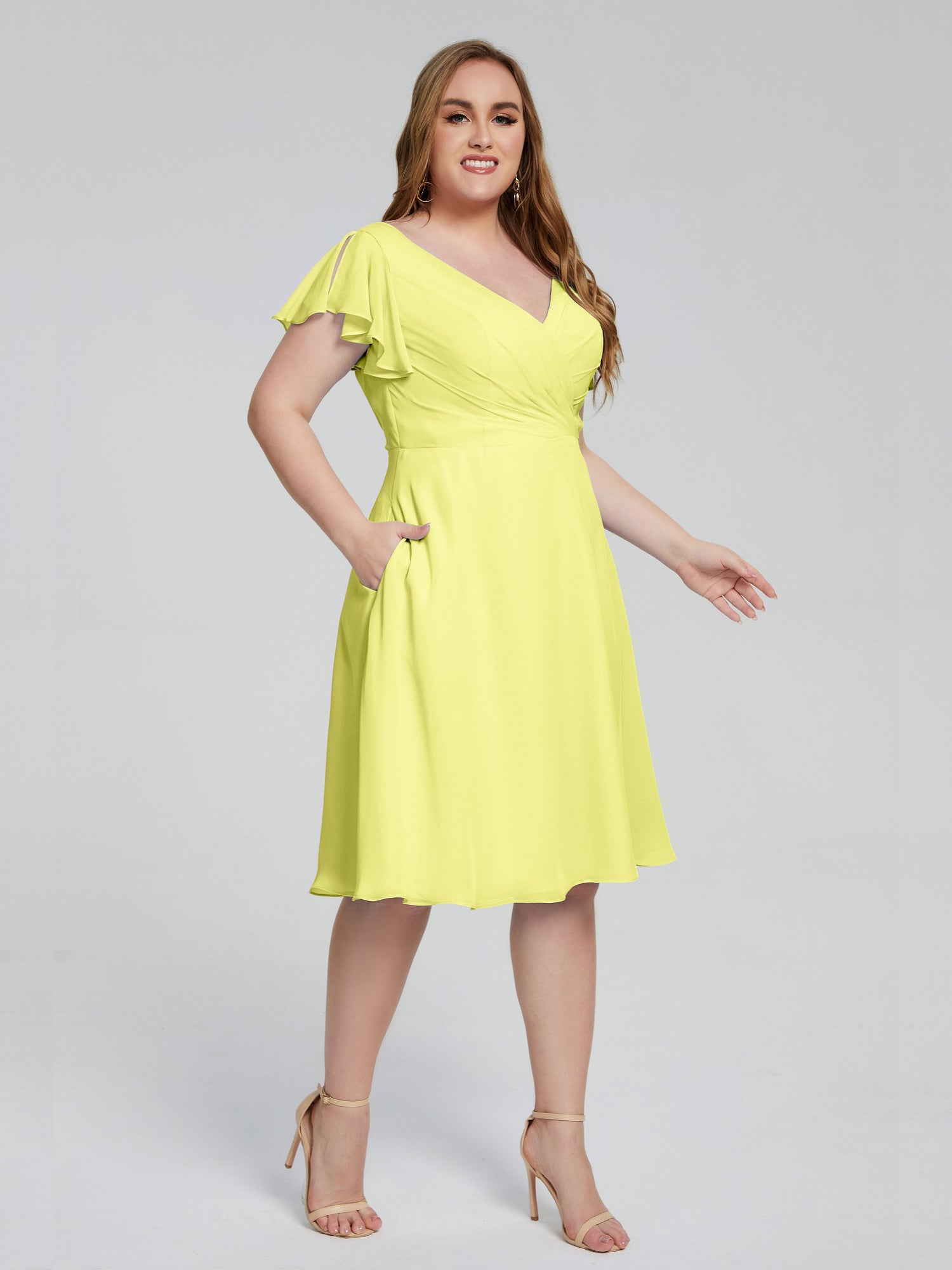 Pastel yellow plus size hot sale dress