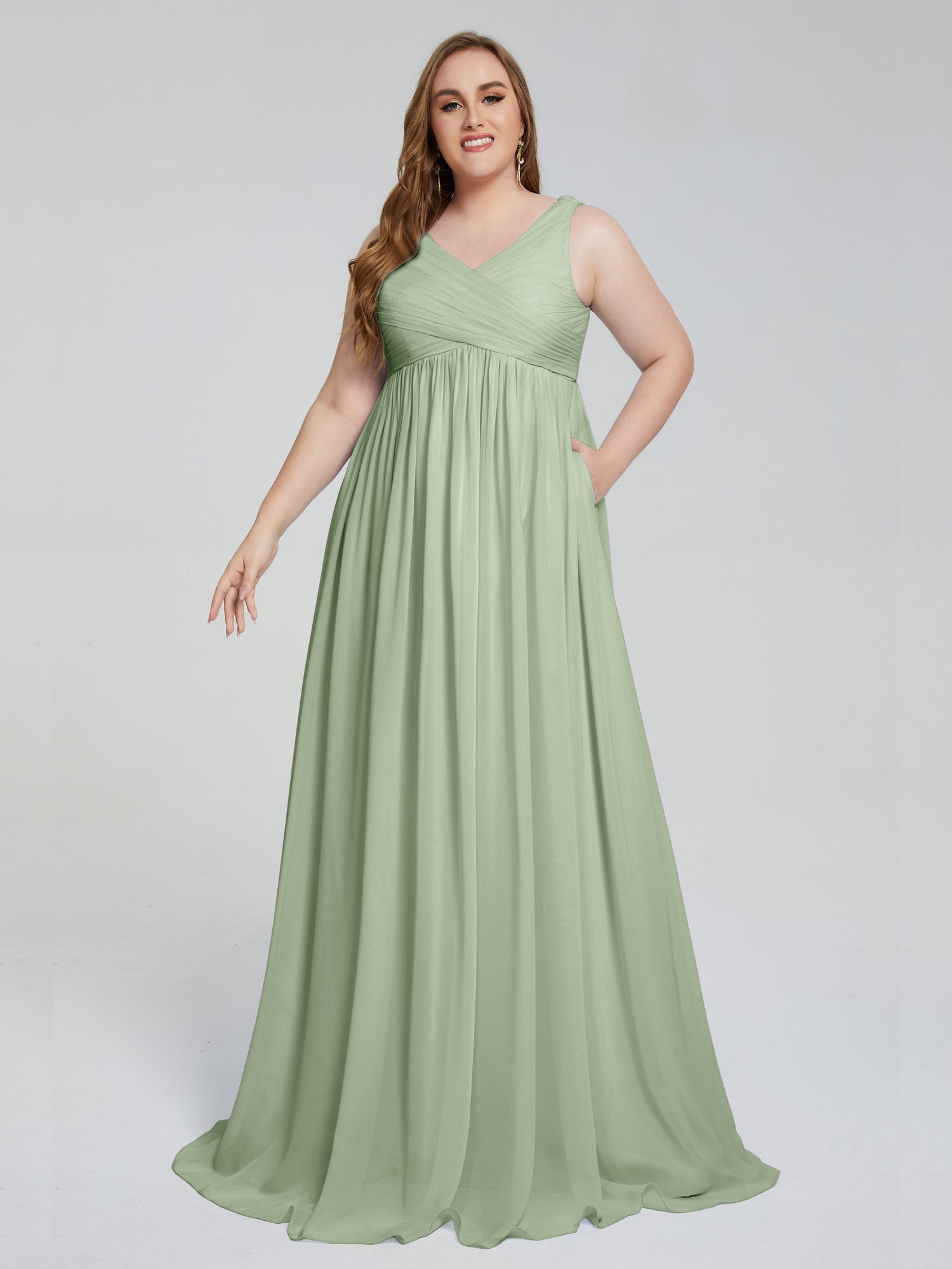 Sage green plus size on sale bridesmaid dresses