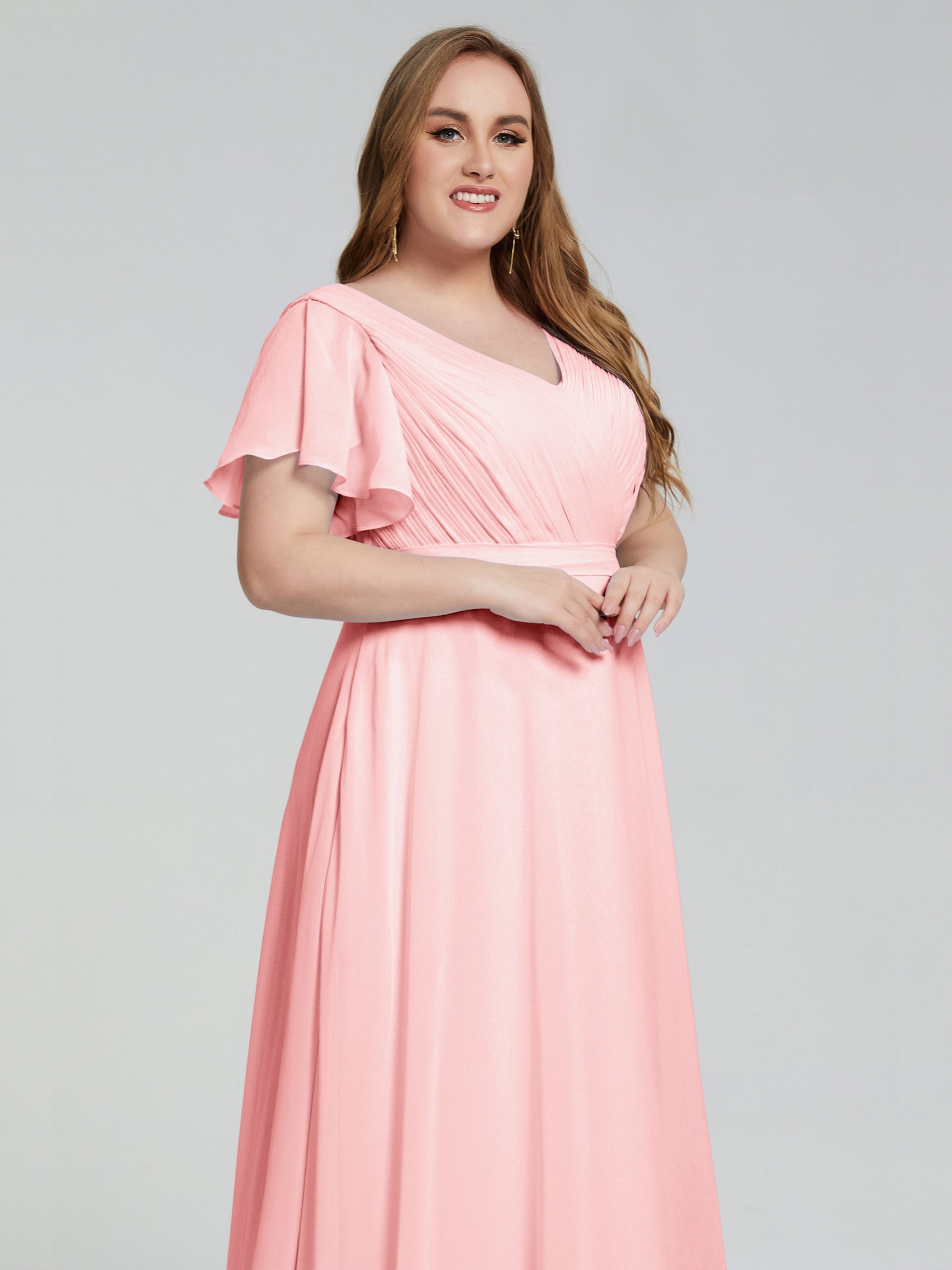 Plus Size Long Bridesmaid Dresses with Sleeves