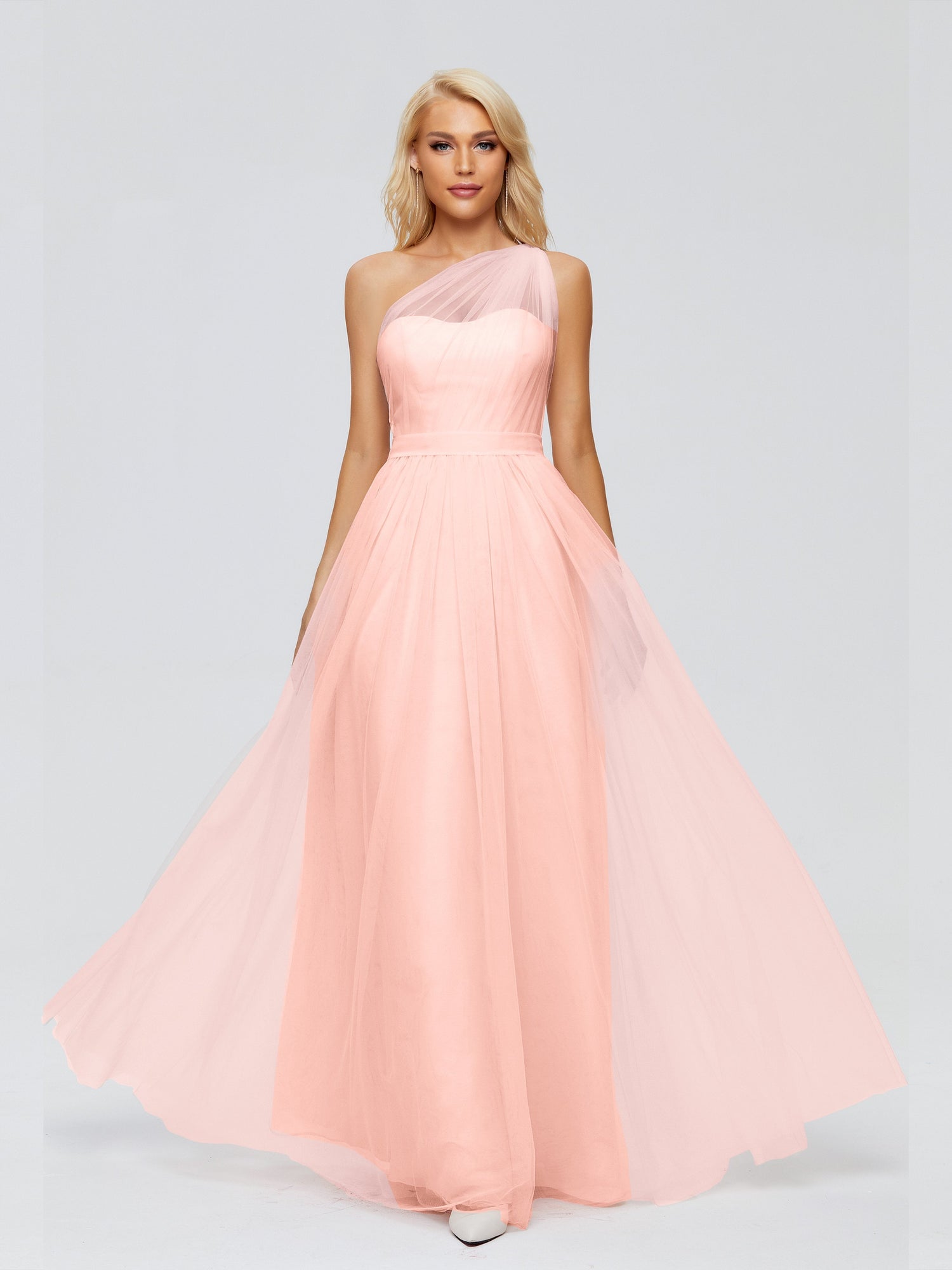 Coral one shoulder deals bridesmaid dresses