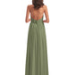 Camila A-line Halter Pleating Long Bridesmaid Dresses