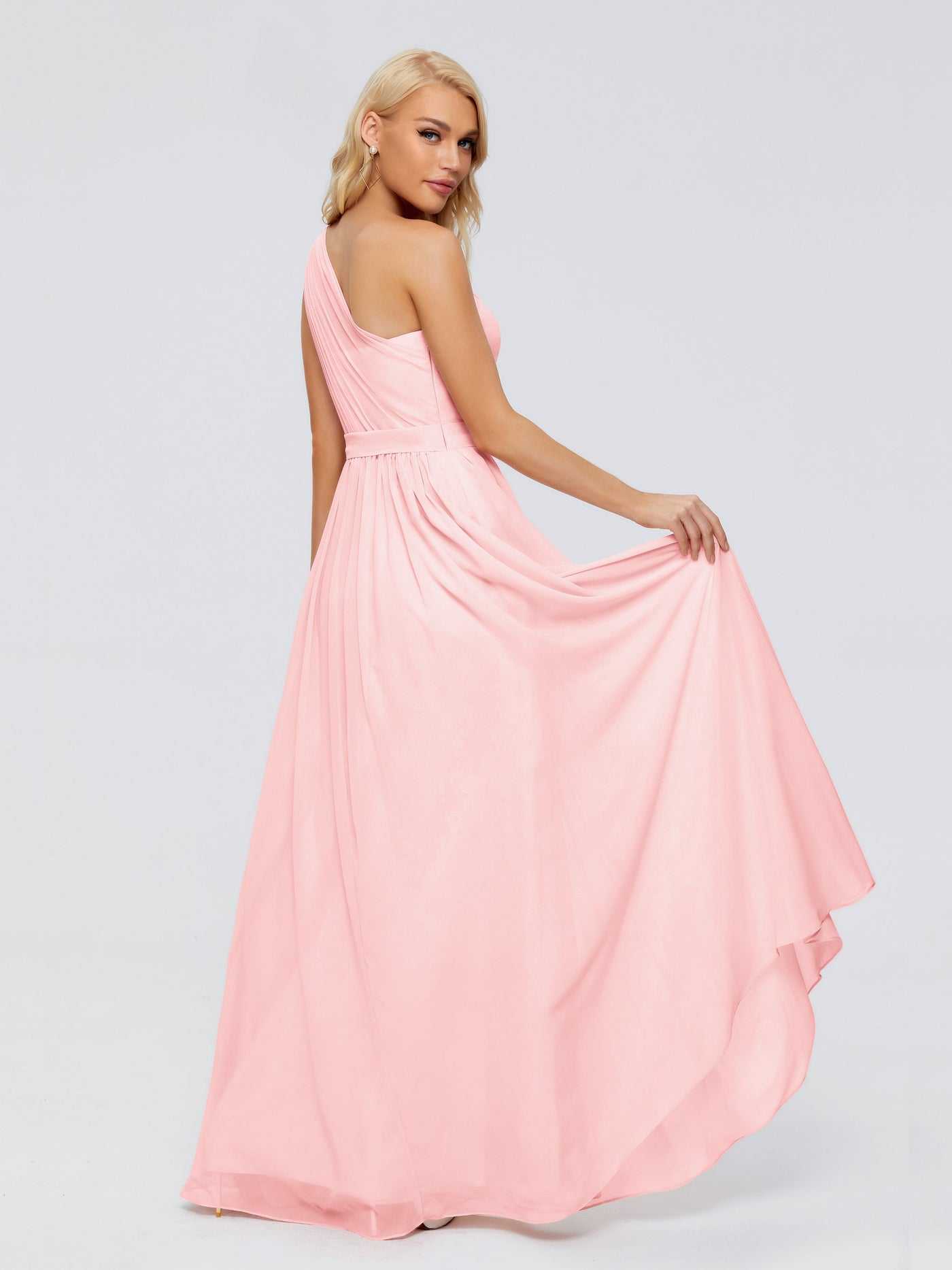One Shoulder Chiffon Dress for Bridesmaids Dusk