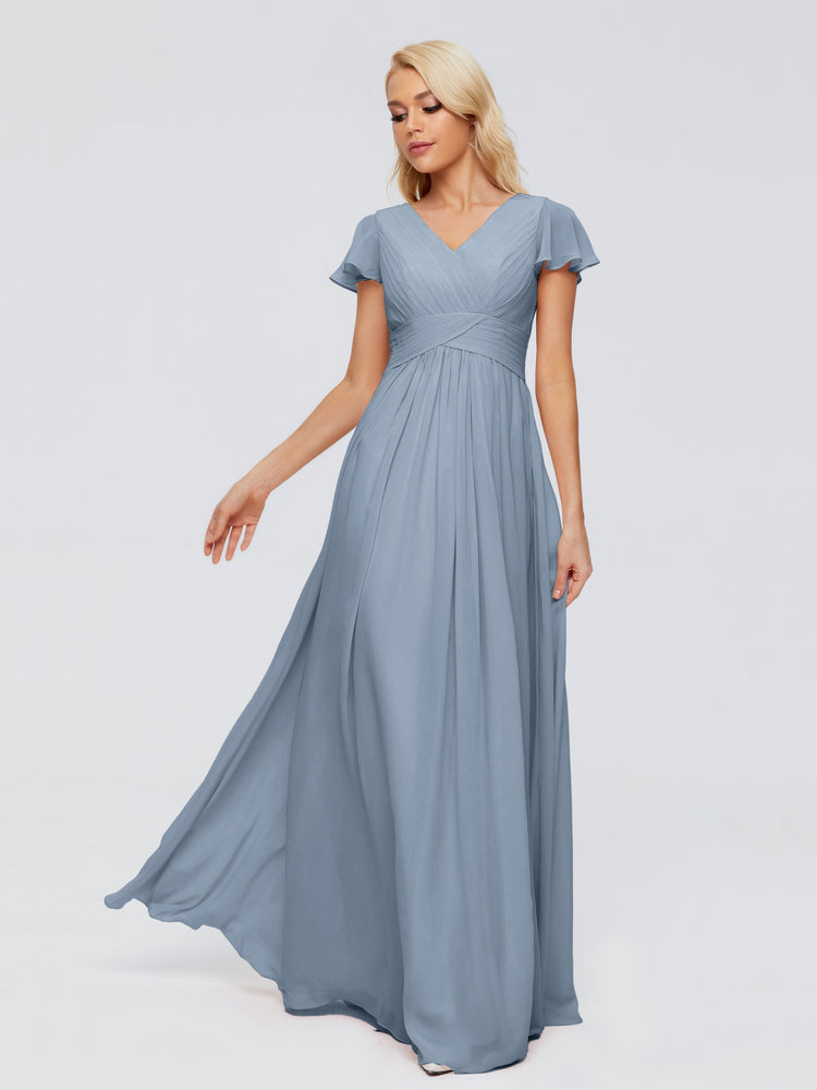 66 Colors: Adorable V Neck Ruffles Bridesmaid Dresses | Cicinia