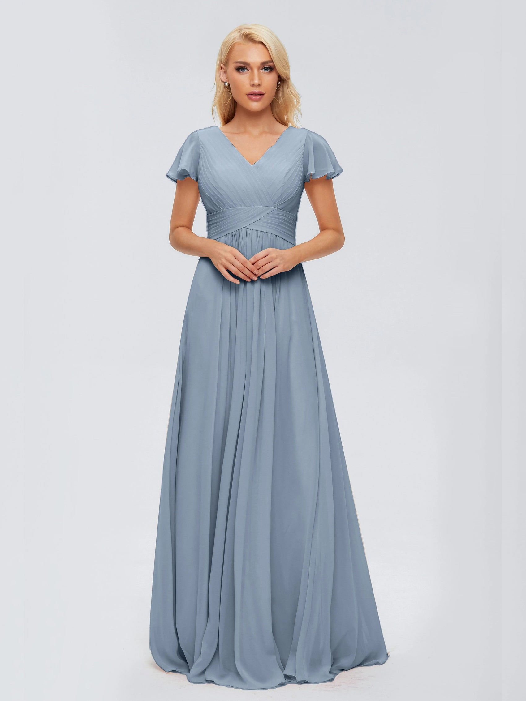 Cicinia Royal Blue Prom Dresses V Neck Straps A Line Slit Evening Dresses