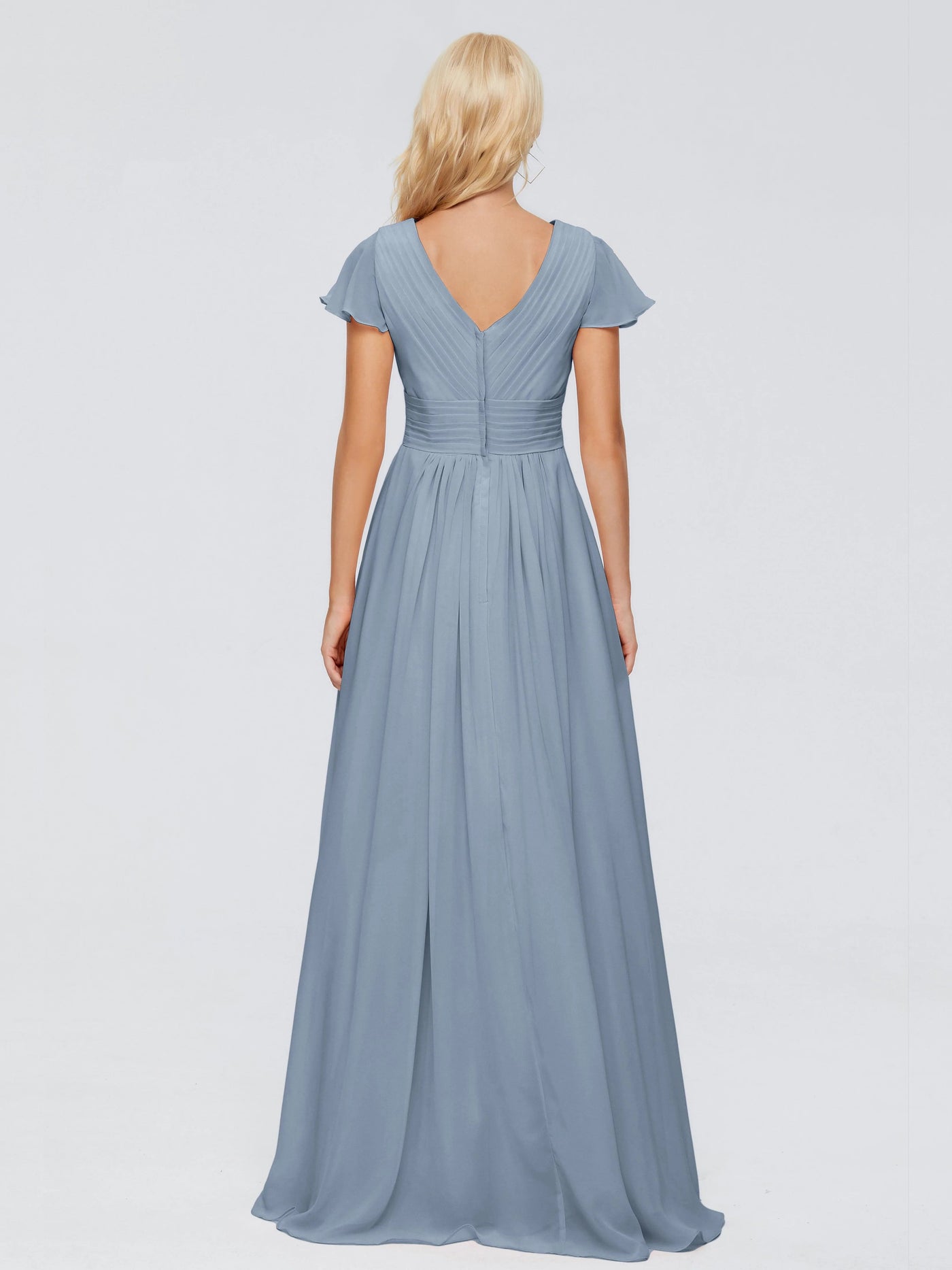 Cicinia Dusty Blue Mother Of The Groom Dress Long Chiffon Lace A-line Silver Rhinestones main image 0