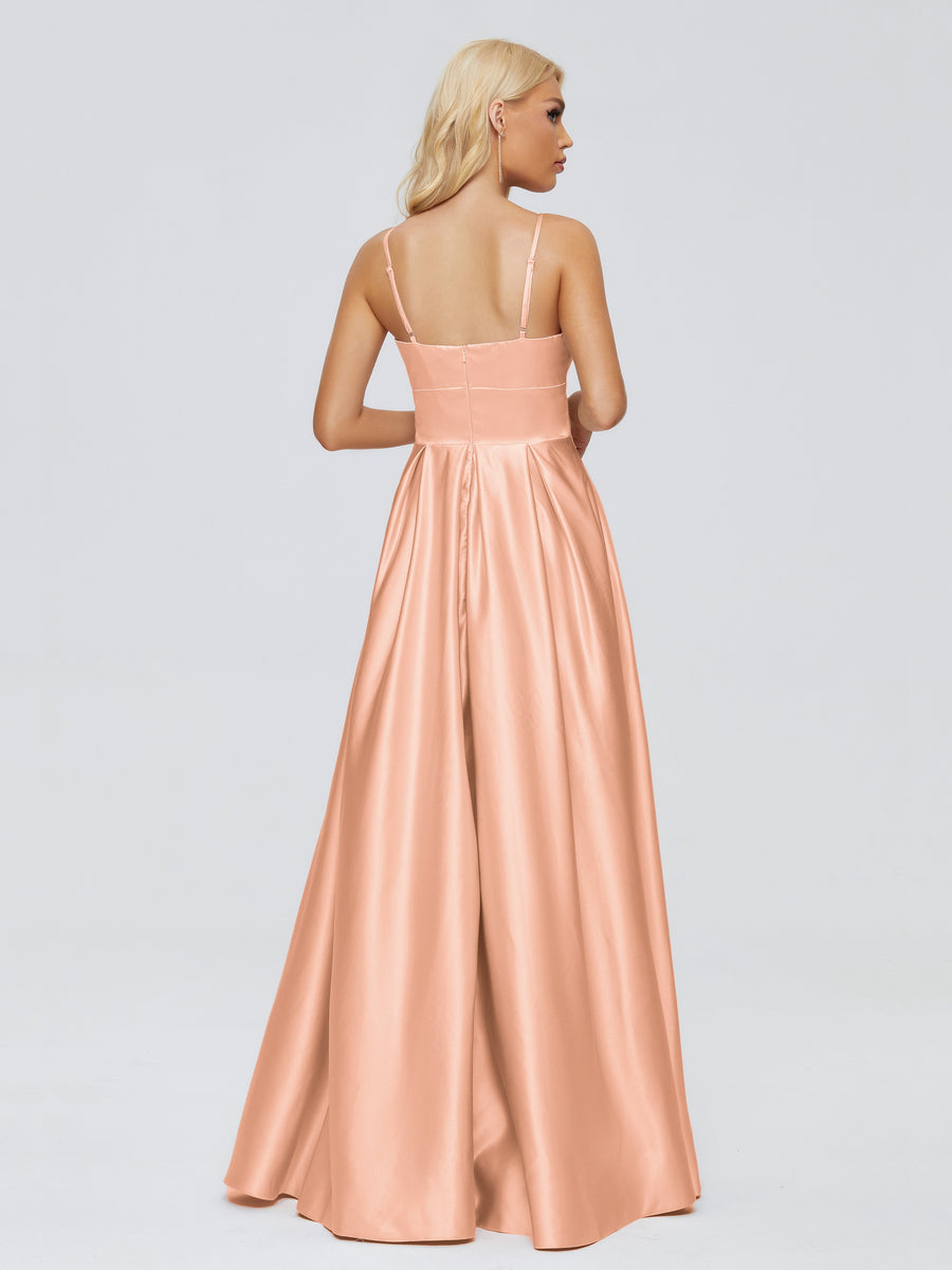 Sexy Spaghetti Straps Silk Prom Dress,Bridesmaid Dress Y1357