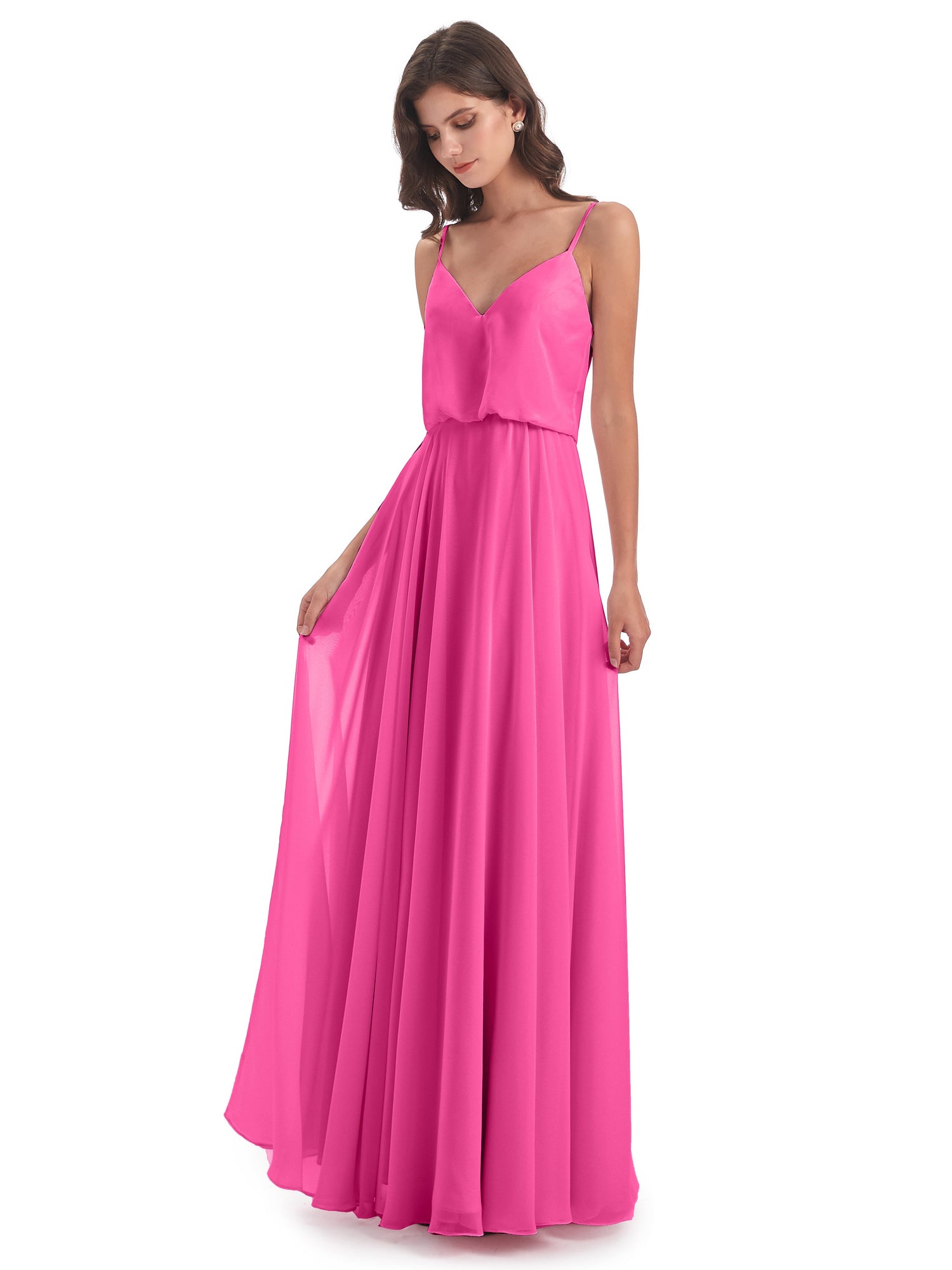 Leah Floor Length Spaghetti Straps Chiffon Bridesmaid Dresses