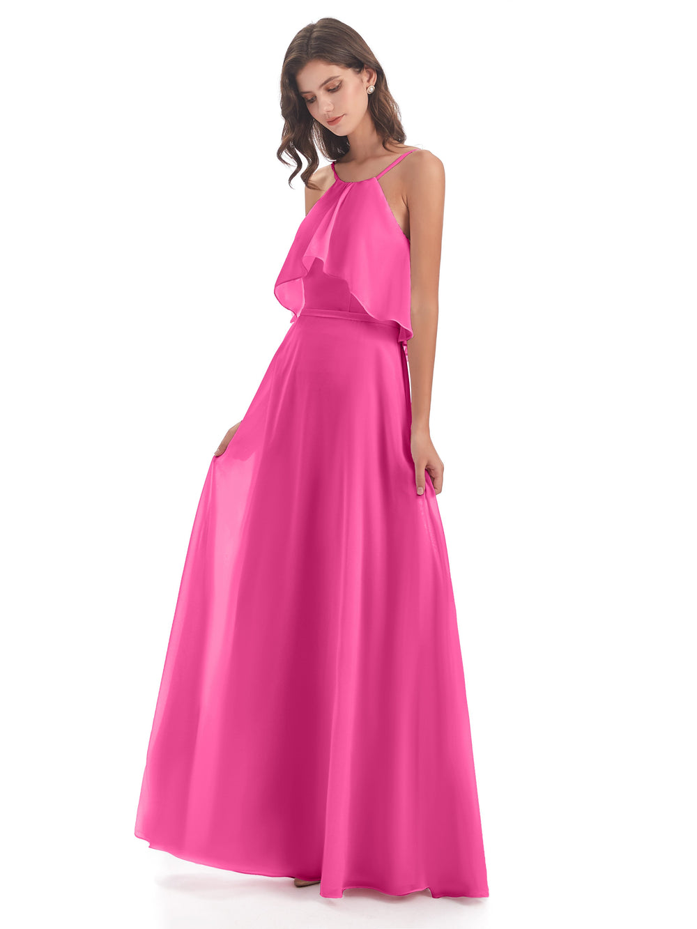 Spaghetti Straps Chiffon Dresses with Ruffle Azalea
