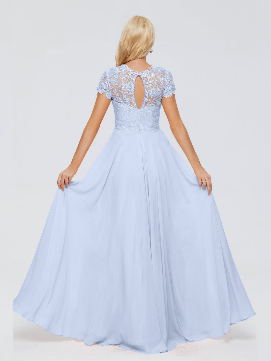 Cicinia Sky Blue Mother Of The Groom Dress With Sleeves Long Chiffon Lace A-line Classy main image 1