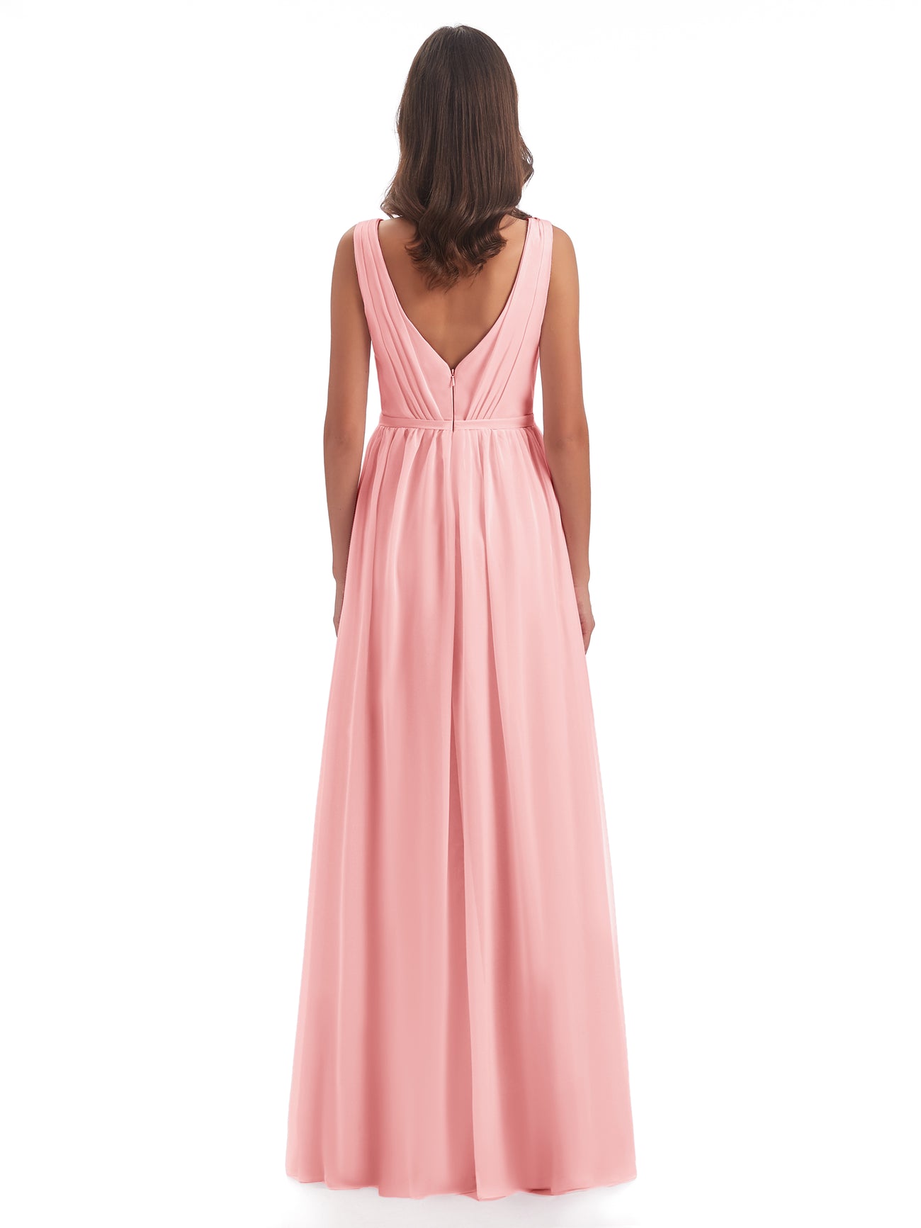 Sheath V-Neck Chiffon Floor-Length Dress Daffodil Plus Size