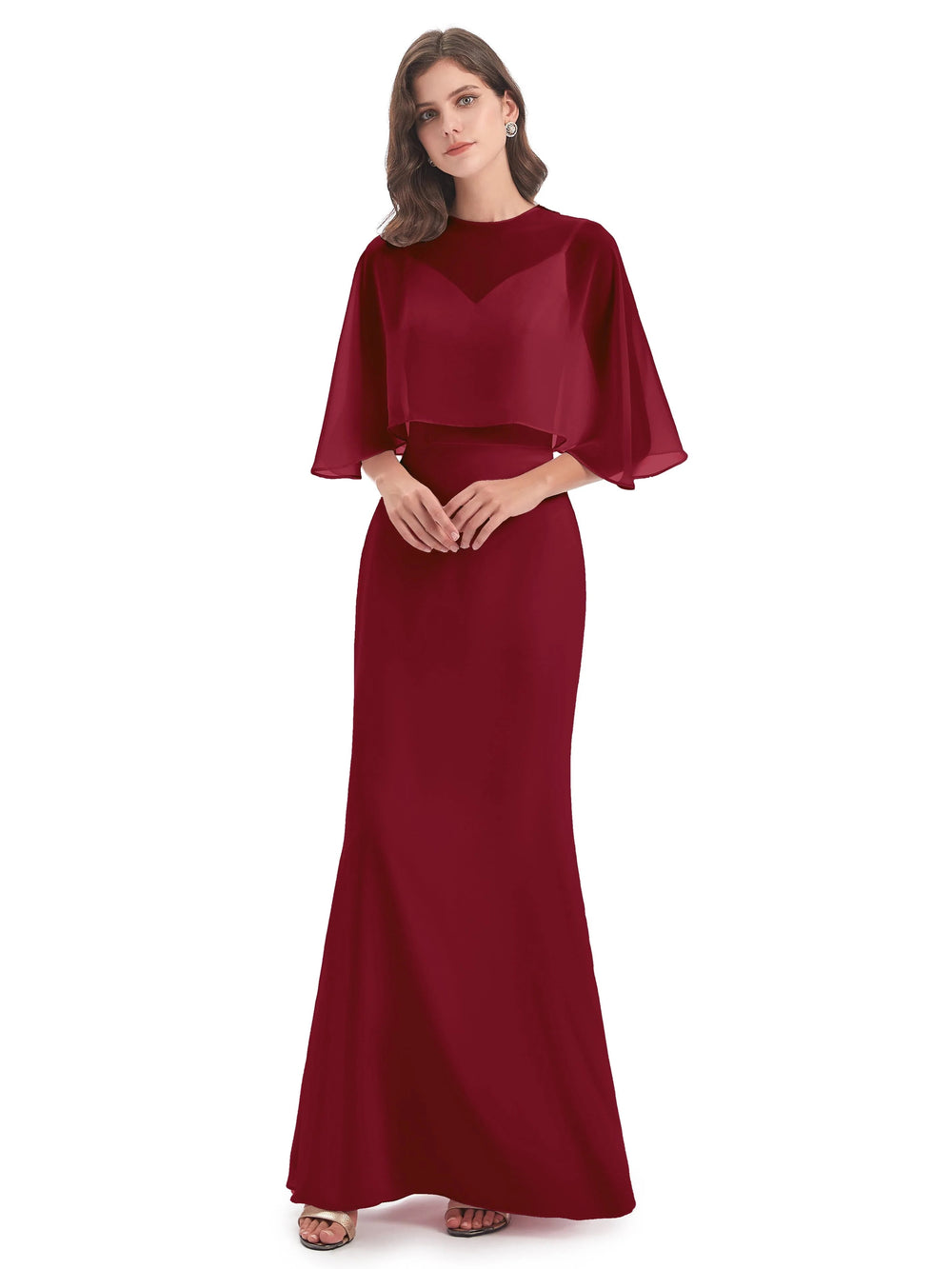Cicinia Chiffon Burgundy Mother Of The Bride Dress Plus Size Long Ankle Length Appliques Lace