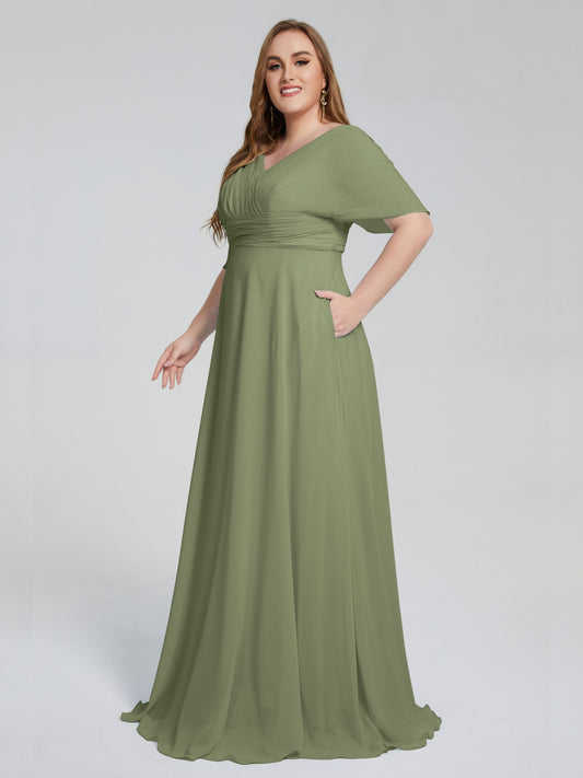 Olive green plus best sale size bridesmaid dresses