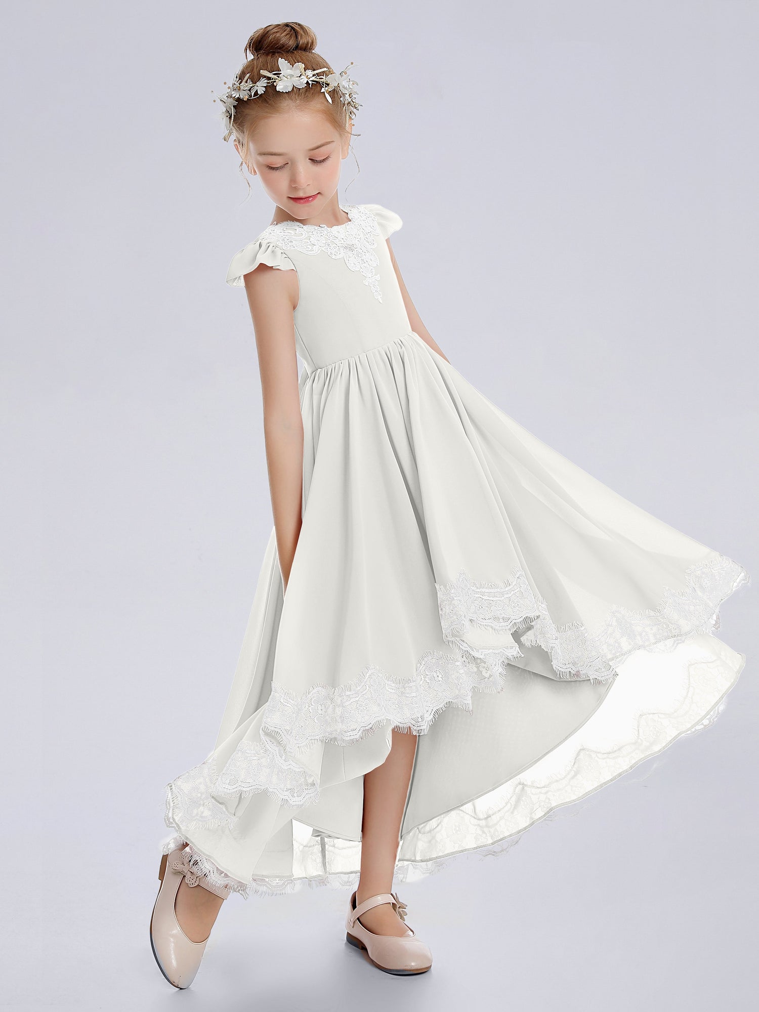 Hi-Low Lace Flower Girl Dress