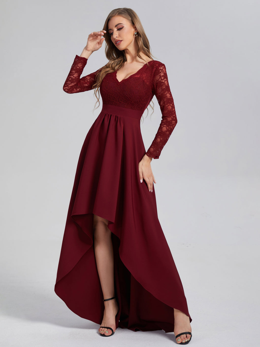 cap sleeve open back prom dress Backless Long Formal Dress with Long Cape Sleeves Dark Turquoise / Small
