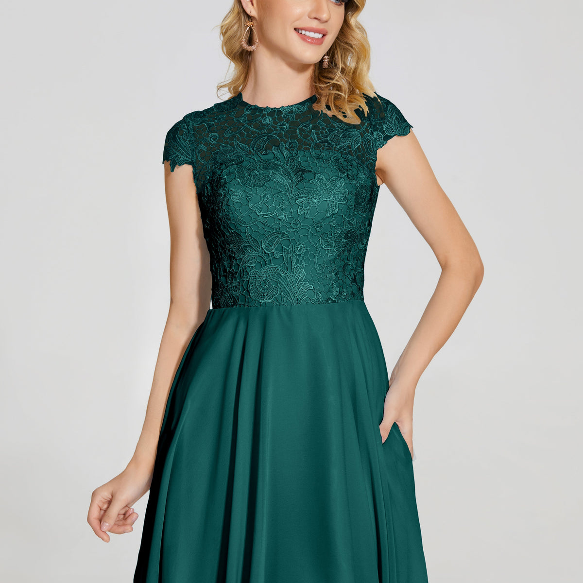 Alana Lace Cap Sleeves Short Bridesmaid Dress