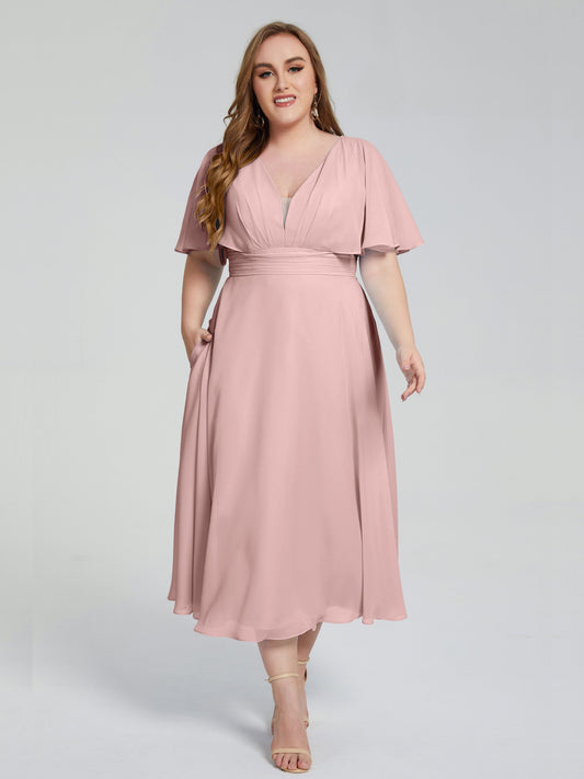 Dusty rose bridesmaid deals dresses plus size